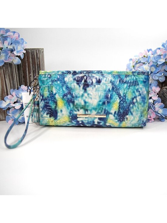 Brahmin Handbags - Brahmin Kayla Hydro Blue Melbourne Leather Large Clutch Wristlet Bag NWT